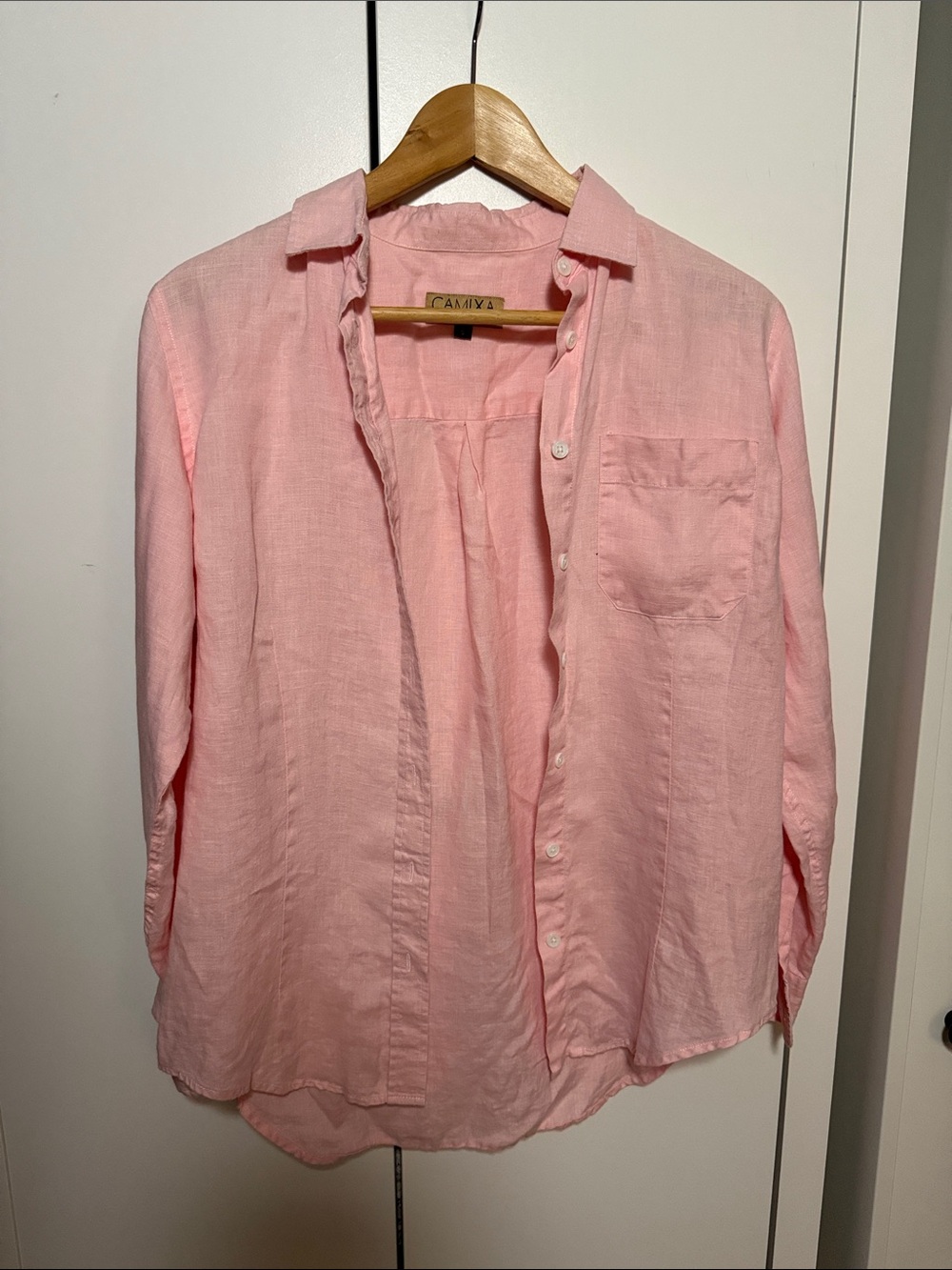 Women's Pink Button-Down Linen Shirt